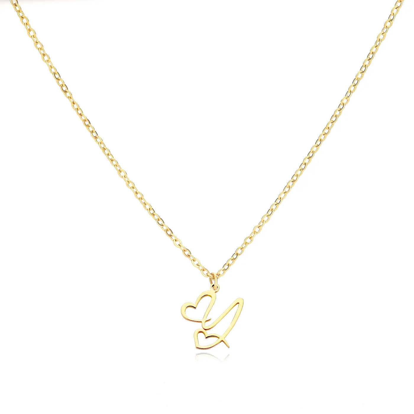 Cursive Letter Necklace Heart